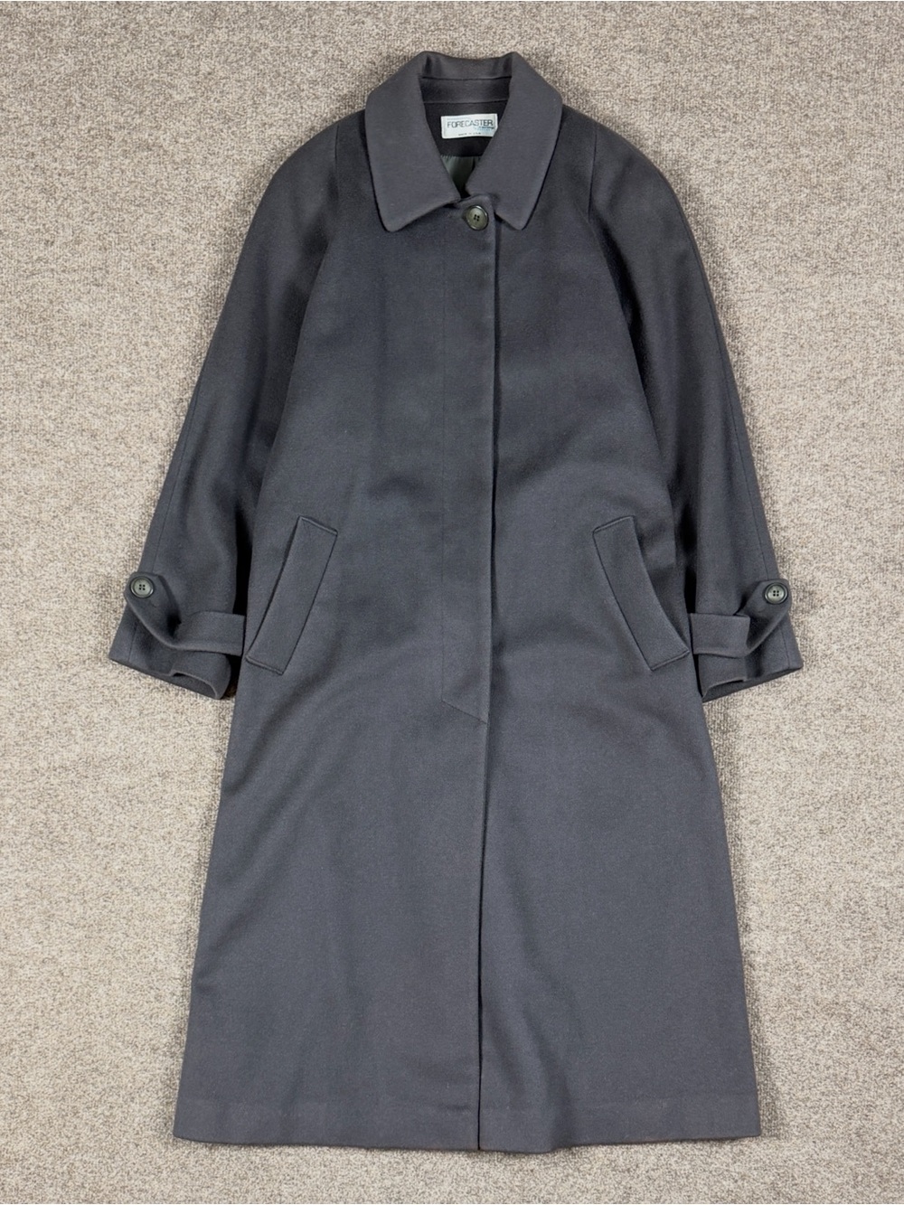 Vintage Forecaster Gray Long 100% Wool Overcoat Womens 12 Large Winter Coat 90s